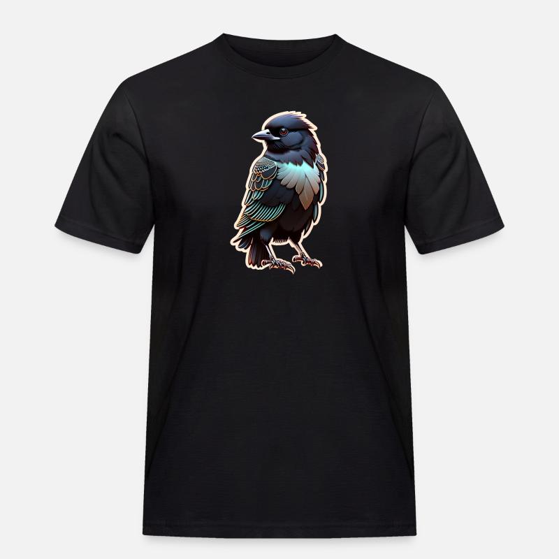 Schwarzer Rabe - Vogel - Männer Workwear T-Shirt - Schwarz