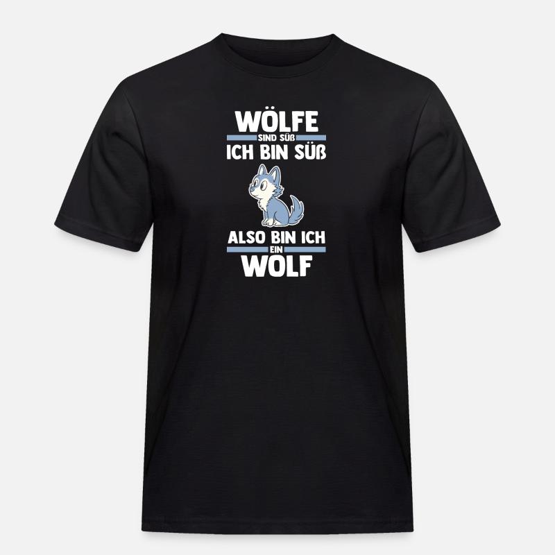 Tier Waldtier Wolf - Männer Workwear T-Shirt - Schwarz