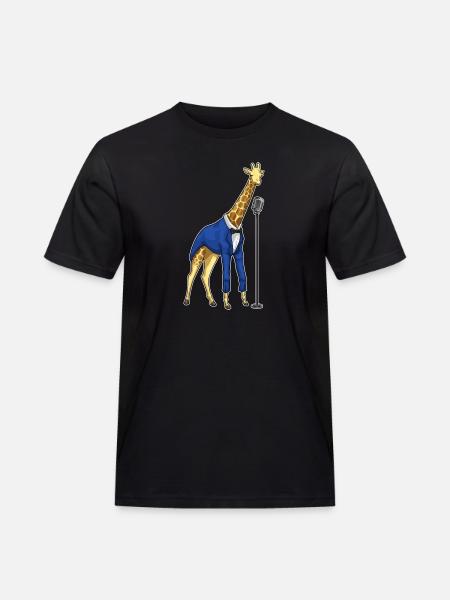 Giraffe Singer Microphone Singing - Men's Workwear T-Shirt - black