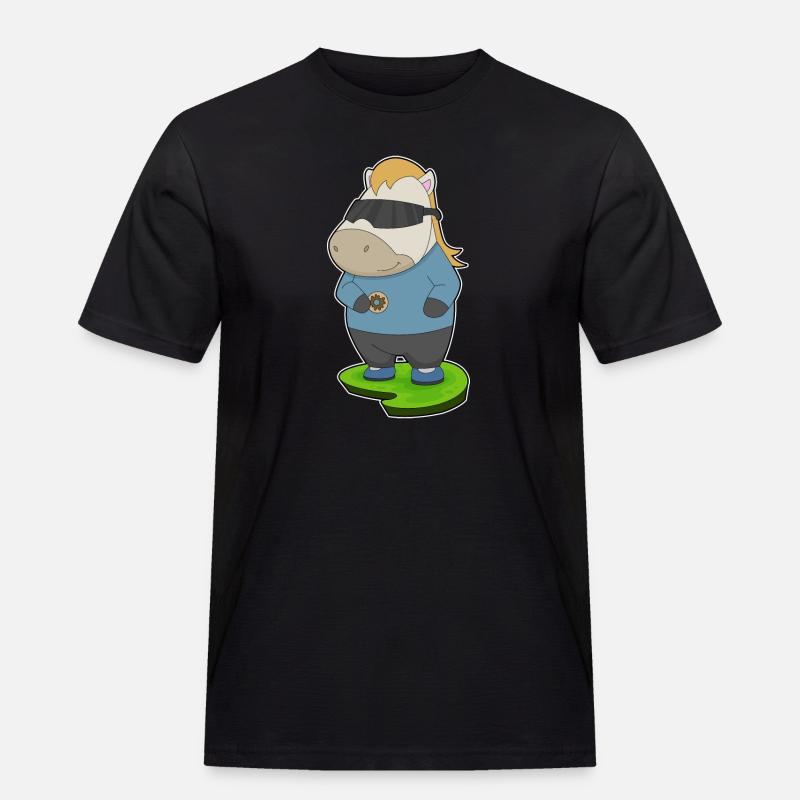 Pferd Donut - Männer Workwear T-Shirt - Schwarz
