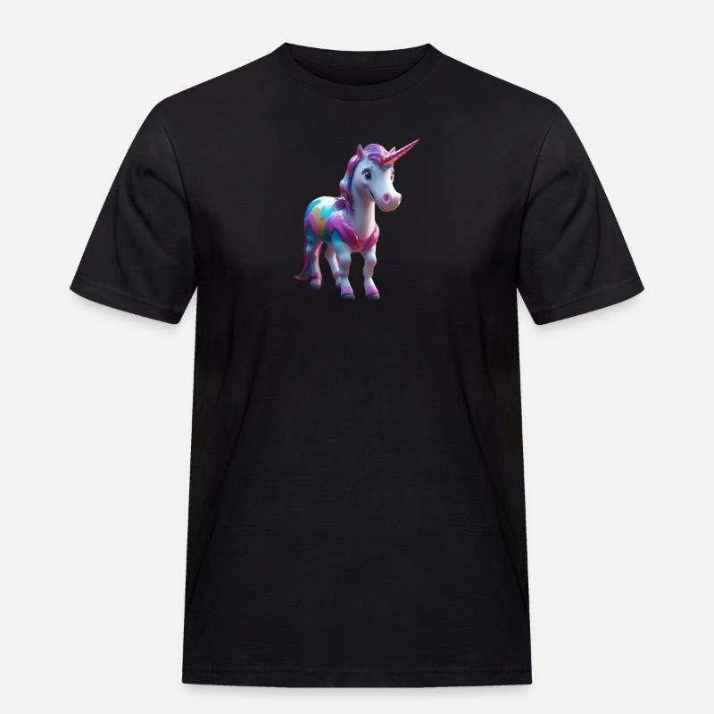 Einhorn - Männer Workwear T-Shirt - Schwarz