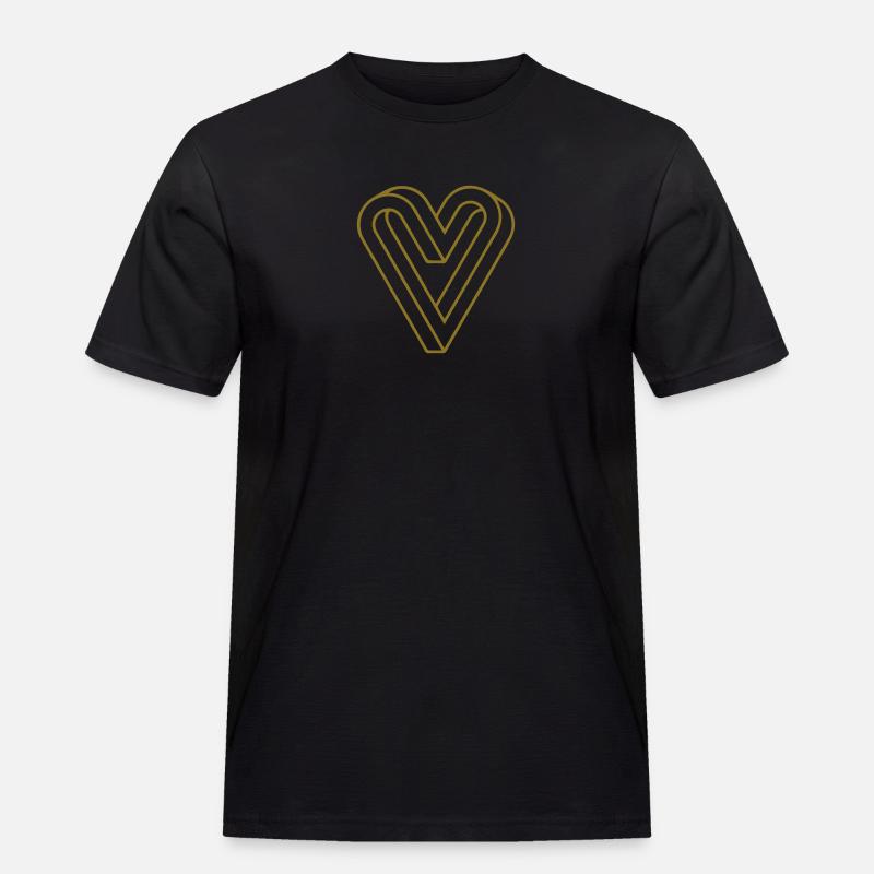 Impossible Heart, Optical Illusion - Männer Workwear T-Shirt - Schwarz