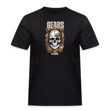 Skull Genius Zahnräder - Männer Workwear T-Shirt - Schwarz - Vorne - AI Model Male 178 light (178cm)
