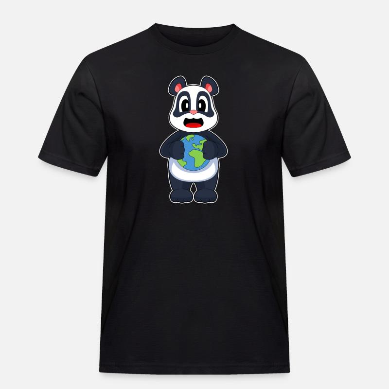 Panda Erde - Männer Workwear T-Shirt - Schwarz