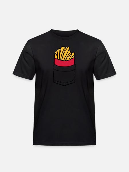 Brusttasche Pommes Frites - Männer Workwear T-Shirt - Schwarz