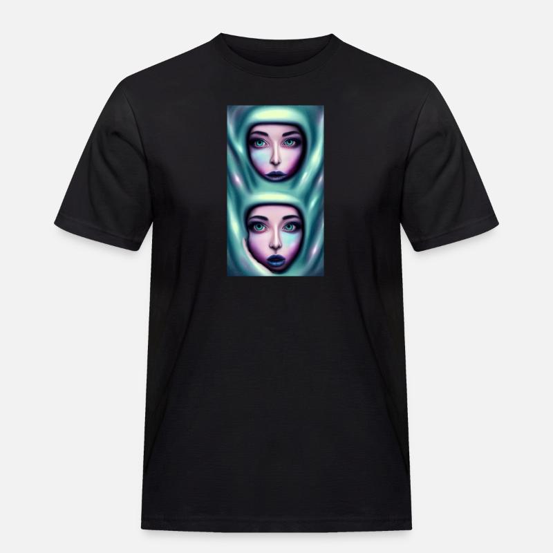 Space Sisters Twins - Männer Workwear T-Shirt - Schwarz