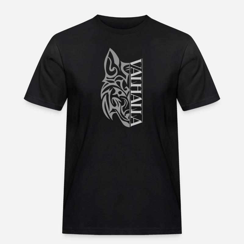 Valhalla Wolf Viking - Männer Workwear T-Shirt - Schwarz