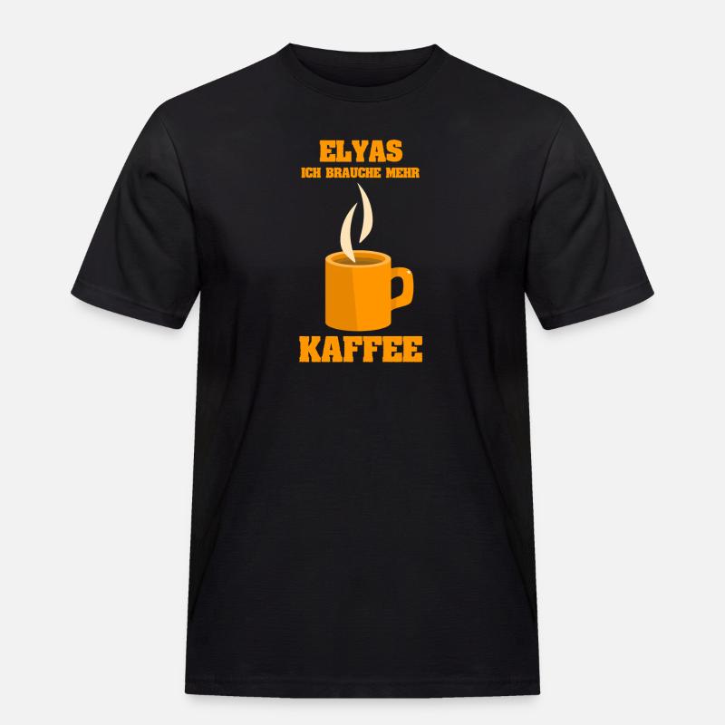 Cafe Elyas - Männer Workwear T-Shirt - Schwarz