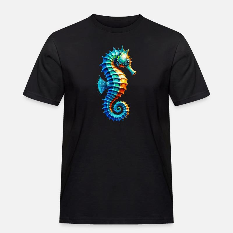 Seepferdchen - Männer Workwear T-Shirt - Schwarz