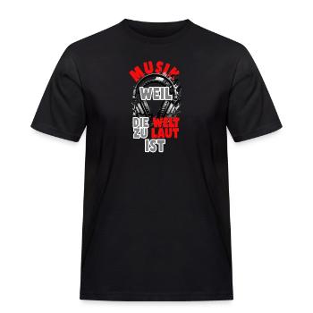 Musik Welt Laut - Männer Workwear T-Shirt - Schwarz - Vorne - AI Model Male 178 light (178cm)