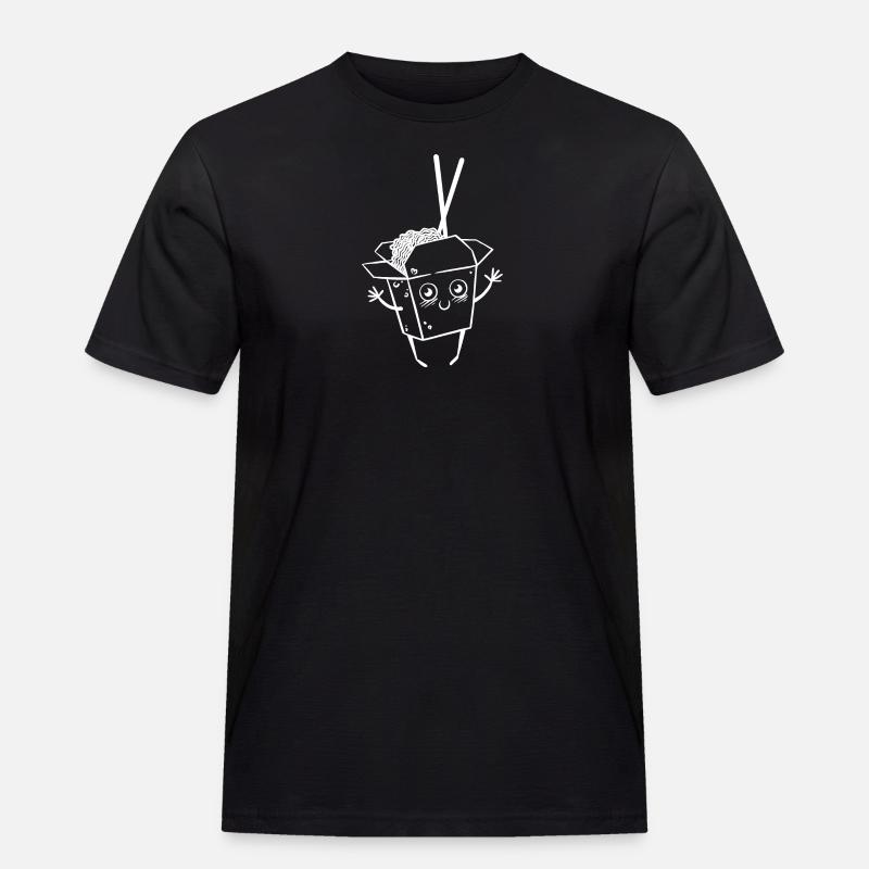Chinesische Nudeln Box Comicfigur - Männer Workwear T-Shirt - Schwarz