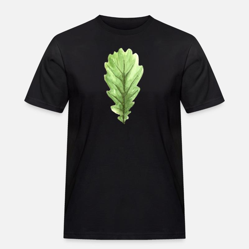 Blatt einer Eiche - Männer Workwear T-Shirt - Schwarz