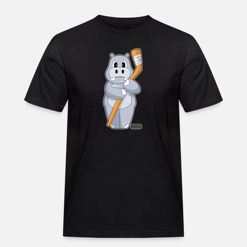Nilpferd Eishockey Eishockeyschläger - Männer Workwear T-Shirt - Schwarz