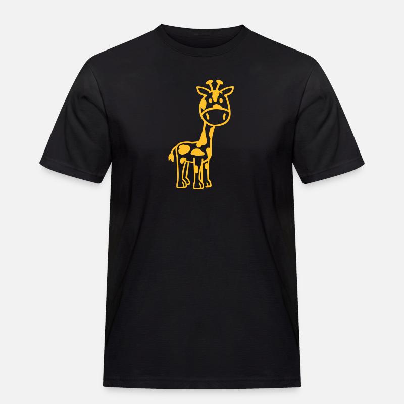 Giraffe - Männer Workwear T-Shirt - Schwarz