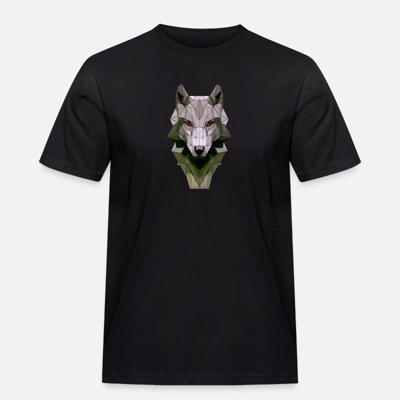 Polygon Design Wolf Tierkopf farbig - Männer Workwear T-Shirt - Schwarz