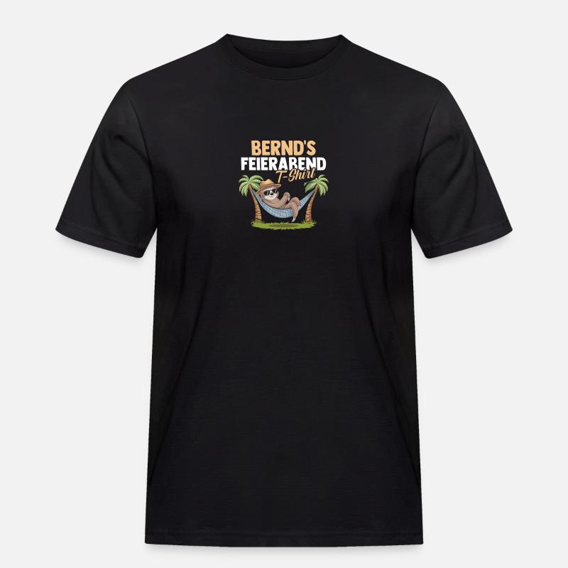 Faultier Bernd - Männer Workwear T-Shirt - Schwarz