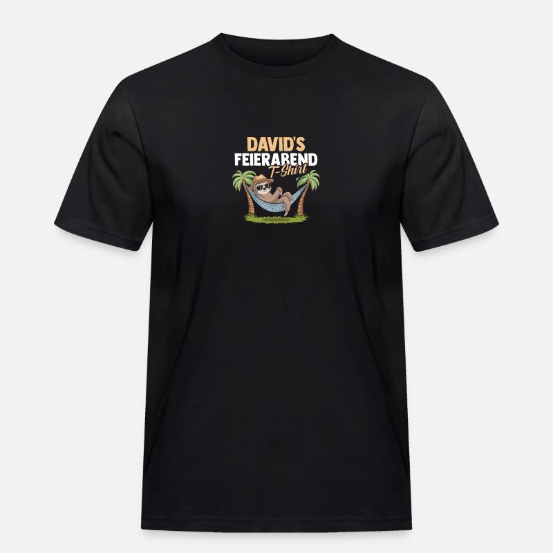 Faultier David - Männer Workwear T-Shirt - Schwarz