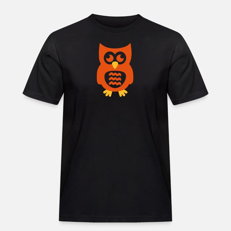 Eule - Männer Workwear T-Shirt - Schwarz