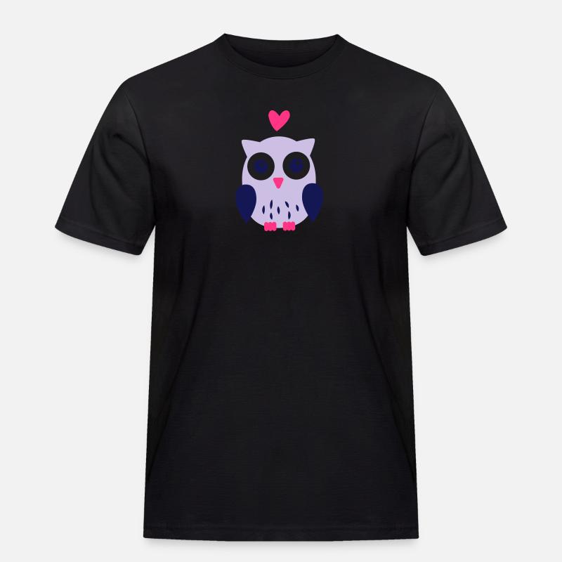 Eule - Männer Workwear T-Shirt - Schwarz
