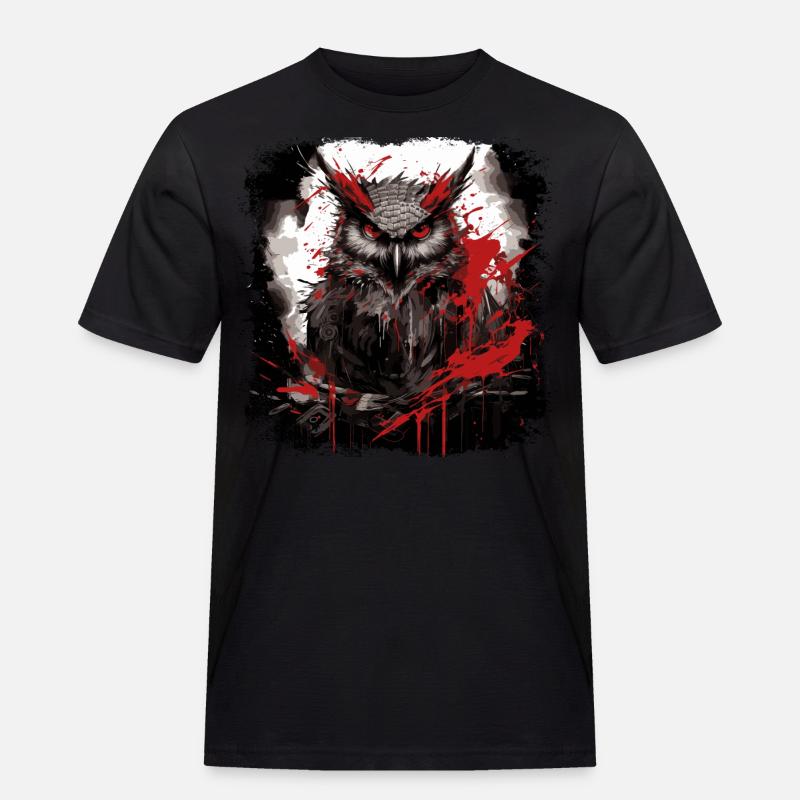 Gothic Eule - Männer Workwear T-Shirt - Schwarz