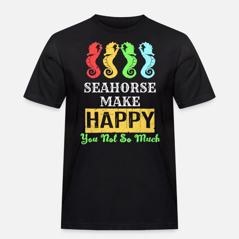 Seepferd - Männer Workwear T-Shirt - Schwarz