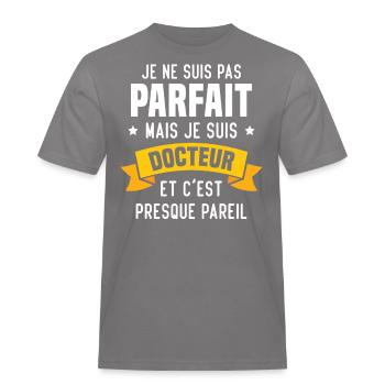 Pas parfait mais je suis docteur - T-shirt Workwear homme - gris - Devant - AI Model Male 185 dark (185cm)