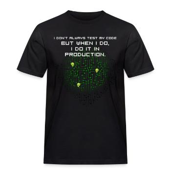 test ki Hackcode nerd joke spruch pc programmierer - Männer Workwear T-Shirt - Schwarz - Vorne - AI Model Male 178 light (178cm)