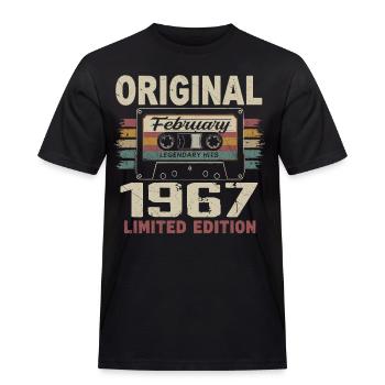 Februar 1967, Februar 1967 Geburtstagsgeschenk - Männer Workwear T-Shirt - Schwarz - Vorne - AI Model Male 178 light (178cm)