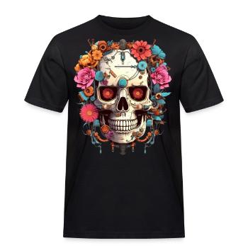 Cyborg Skull Robot Android Sugar Skull - T-shirt Workwear homme - noir - Devant - AI Model Male 178 light (178cm)