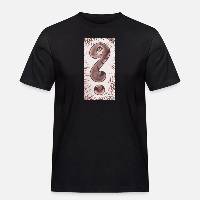 Fragezeichen Schlange braun schmal - Männer Workwear T-Shirt - Schwarz