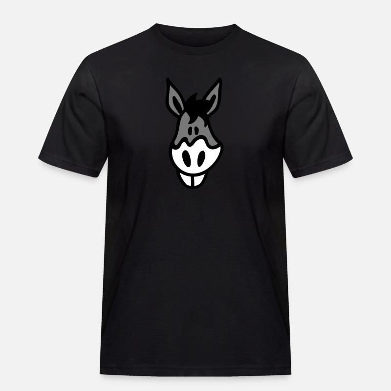 Crazy Esel - Kopf 3 - Männer Workwear T-Shirt - Schwarz