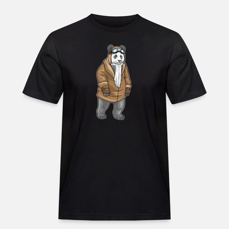 Panda Pilot Cap - Men's Workwear T-Shirt - black