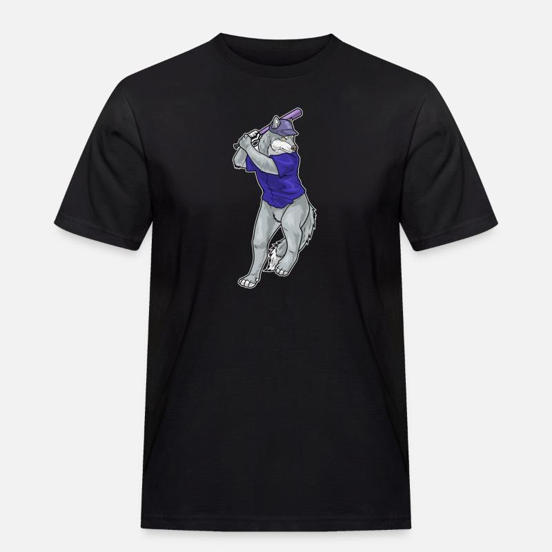 Wolf Baseball Baseballschläger - Männer Workwear T-Shirt - Schwarz