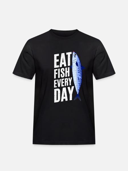 Makrele Essen - Männer Workwear T-Shirt - Schwarz