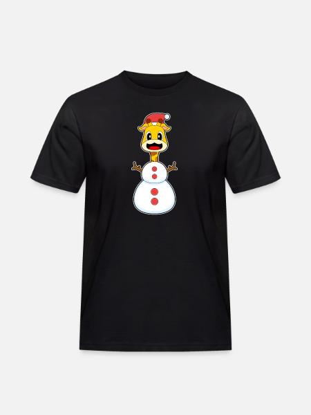 Giraffe Christmas Snowman - Men's Workwear T-Shirt - black