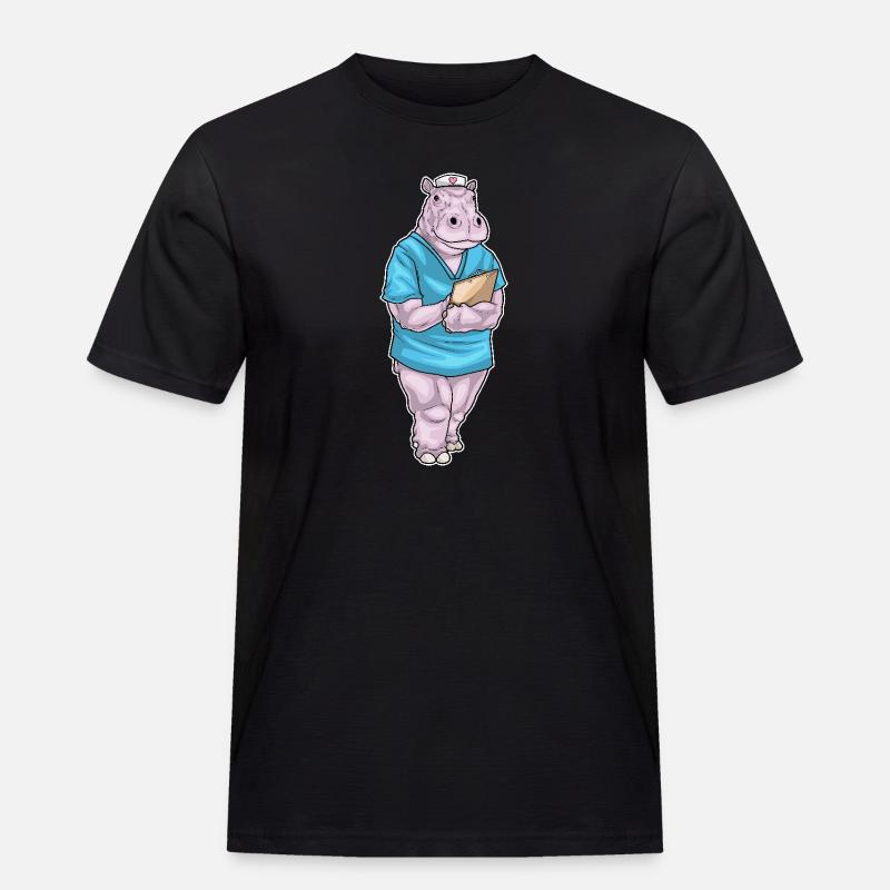 Nilpferd Krankenschwester - Männer Workwear T-Shirt - Schwarz
