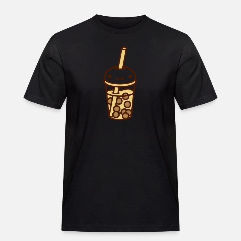 Gesicht Bubble Tea Comic - Männer Workwear T-Shirt - Schwarz