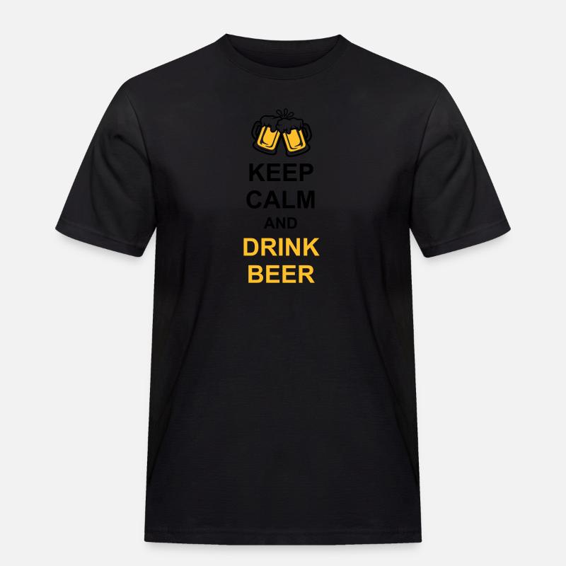 Drink Beer Keep Calm - Männer Workwear T-Shirt - Schwarz