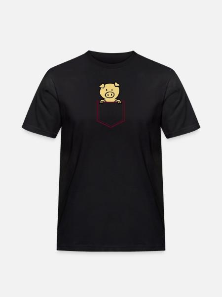 Oink in Brusttasche - Männer Workwear T-Shirt - Schwarz