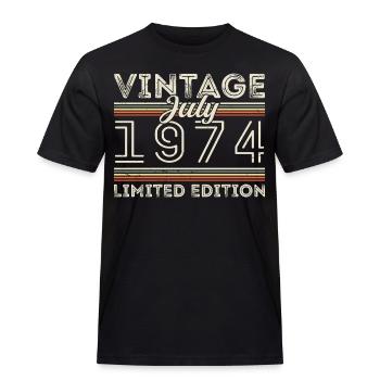 Juillet 1974 Juillet Cadeau d’anniversaire Juillet 1974 - T-shirt Workwear homme - noir - Devant - AI Model Male 178 light (178cm)