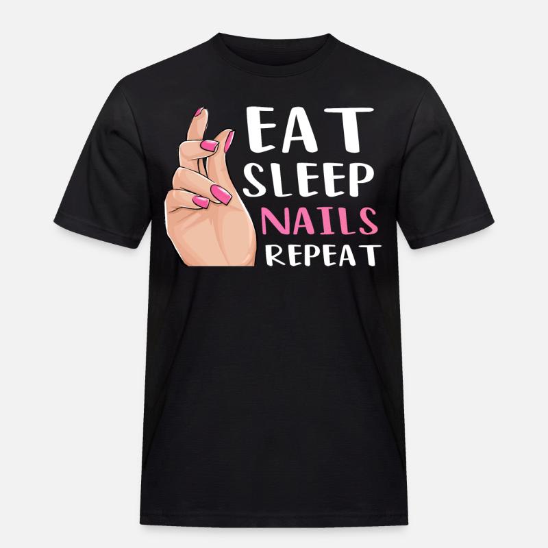 Eat Sleep Nails Repeat - Männer Workwear T-Shirt - Schwarz