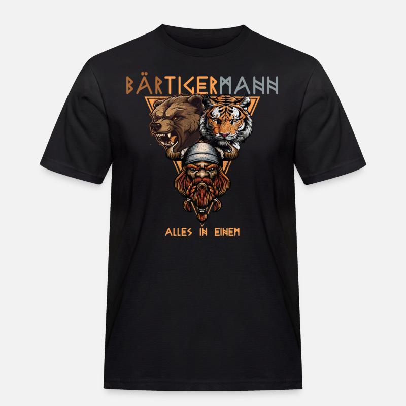 Wikinger - Bärtigermann Bär Tiger Mann - Männer Workwear T-Shirt - Schwarz