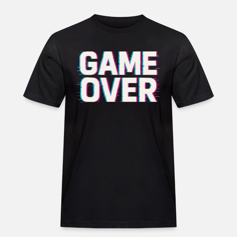 Game Over – Glitch Effekt - Männer Workwear T-Shirt - Schwarz