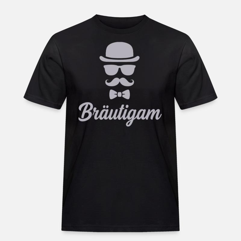 Bräutigam JGA Hut Schnurrbart - Männer Workwear T-Shirt - Schwarz