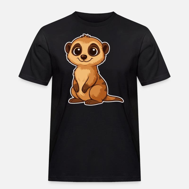 Süßes Erdmännchen Cartoon - Männer Workwear T-Shirt - Schwarz
