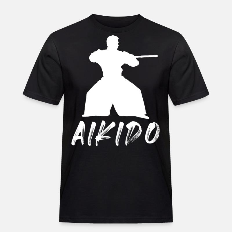 Aikido - Männer Workwear T-Shirt - Schwarz