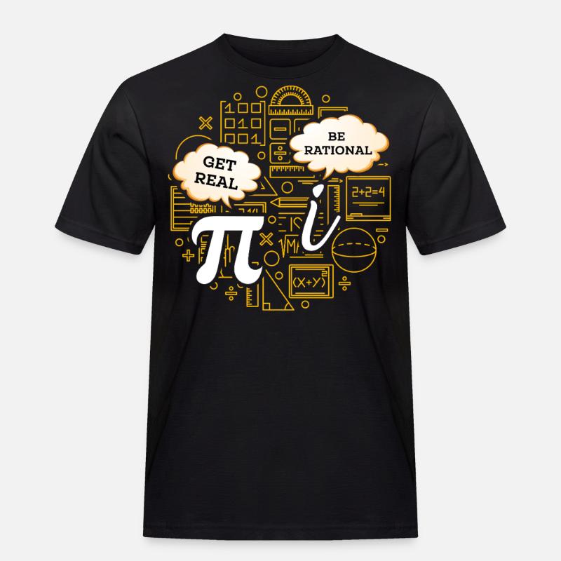 Math Humor – Pi vs. imaginära tal - Arbets-T-shirt herr - svart