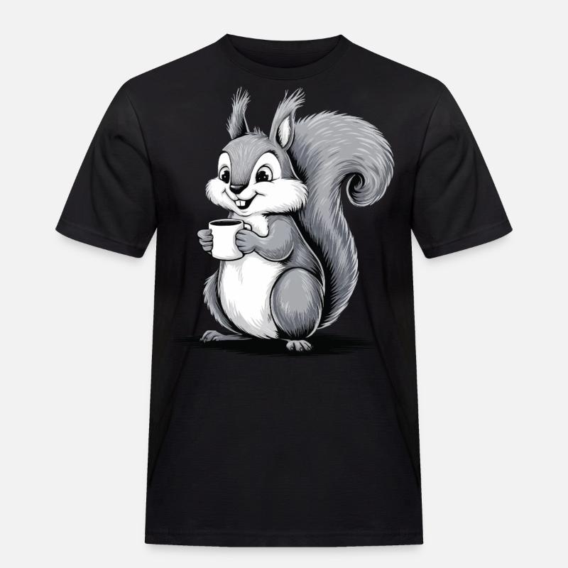 Eichhörnchen Eichhörnchen Kaffee trinken Koffein - Männer Workwear T-Shirt - Schwarz