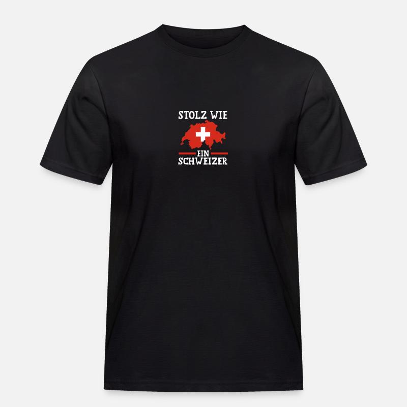 Schweizer Schweiz - Männer Workwear T-Shirt - Schwarz