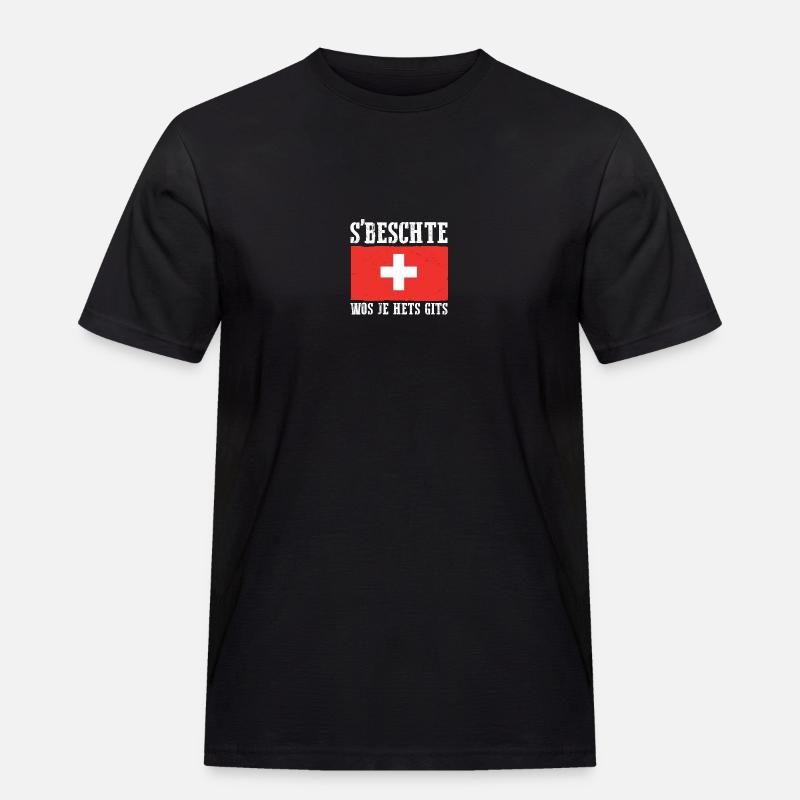 Schweizer Schweiz - Männer Workwear T-Shirt - Schwarz